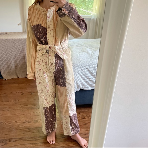 Free People Pants - NEW Free People Road Trip Patched Coveralls Straight Leg Boilersuit Small BNWT